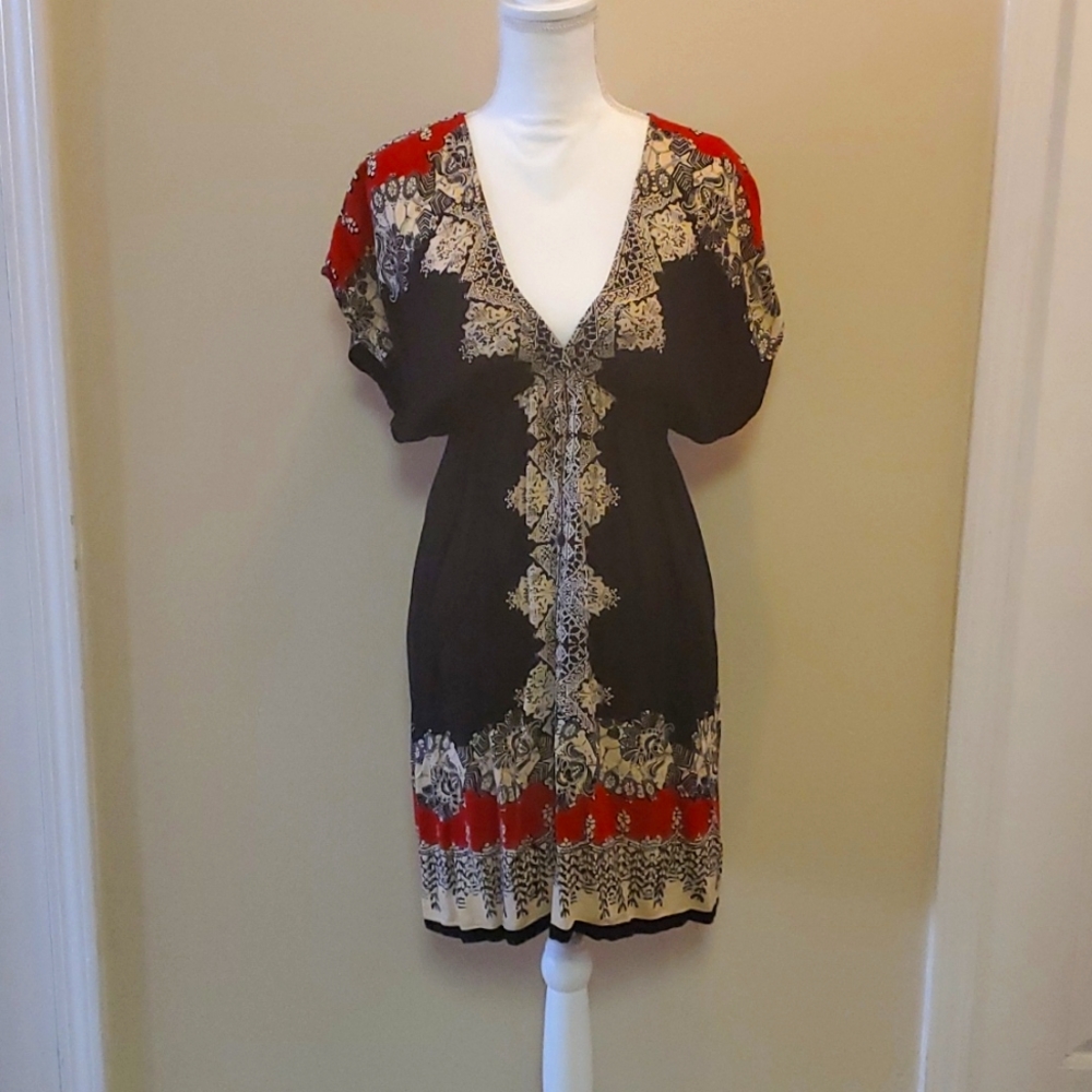 Angie Low-Cut Boho Dress Size Large